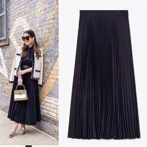 NEW Tory Burch Navy Blue Long Midi Pleated Skirt Size 2 NWT $498.00
